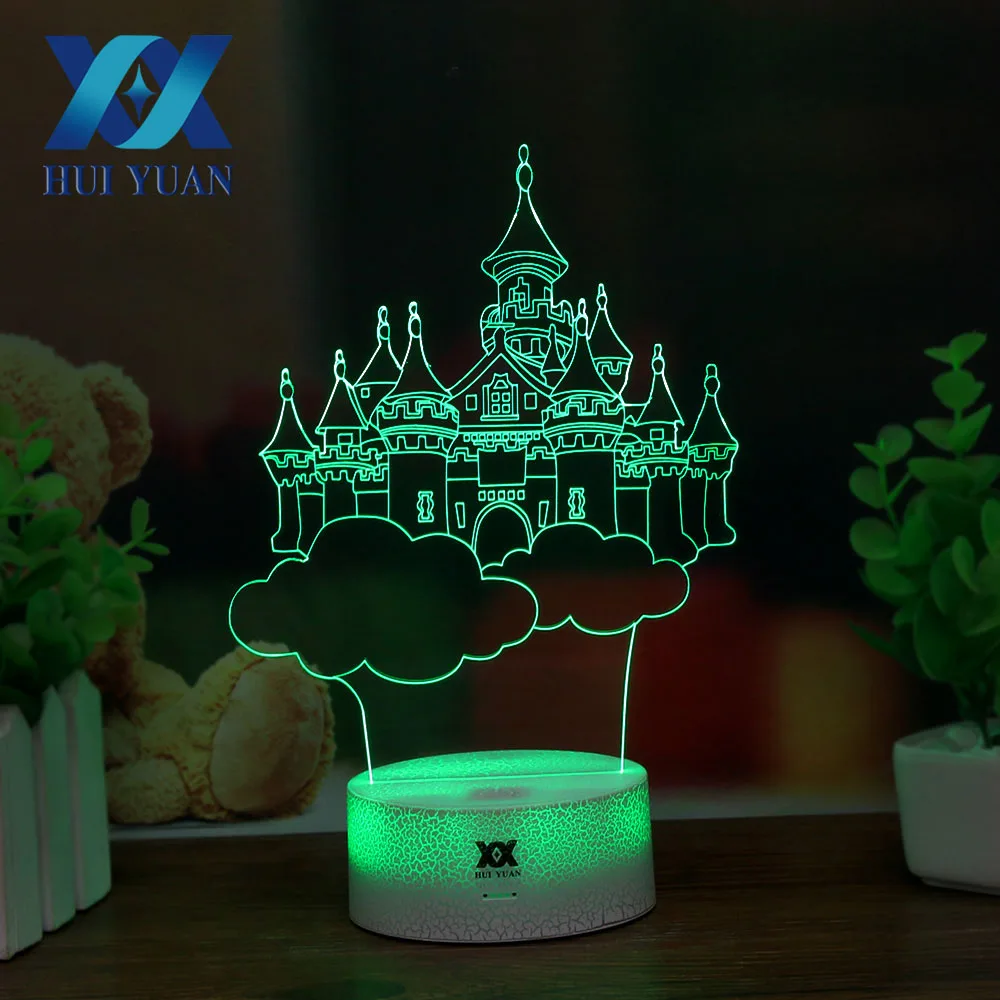 HY замок 3D Ночник светильник 7 цветов ночник для Рождество ребенок подарок usb украшения настольная лампа Рождество подарок к празднику