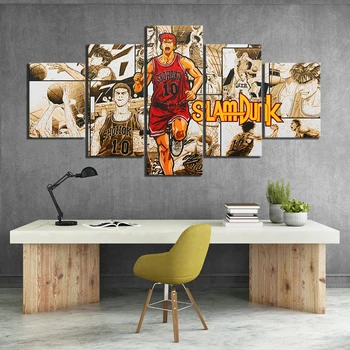 

Anime Boy Pictures Hanamichi Sakuragi SLAM DUNK Poster 5 Piece Basketball Comic Artwork Canvas Paintings for Wall Decoration