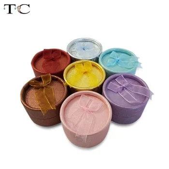 Hot Sale 12pcs/Lot Brown Christmas Gift Packaging Case Paper Round Set Jewelry Necklace/Earrings/Ring Storage Box