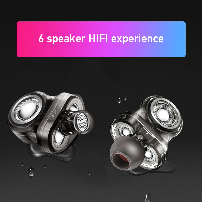 

6 Drive Units Waterproof Sport Bluetooth Earphone Stereo HIFI Wireless Neckhang Headset with Mic for Phone Fone De Ouvido