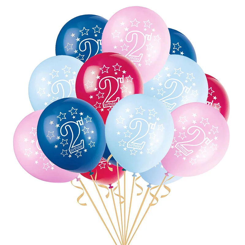 15 шт. Синий Розовый 2nd день рождения латексные воздушные шары 2 года номер шар для детского дня рождения вечерние Конфетти украшения баллоны