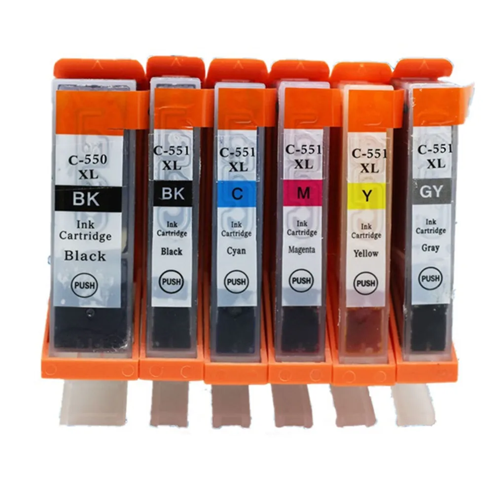 

Replacement 1 Set 6 Color PGI-550 CLI-551 PGI-550XL PGI 550 550XL Ink Cartridges For Canon Pixma MG6350 MG7150 IP8750