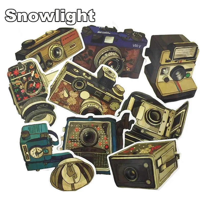 

9Pcs Cartoon Classic Retro Camera Sticker Decal For Phone Car Laptop Bicycle Notebook Backpack Case Waterproof Kids Toy Stickers