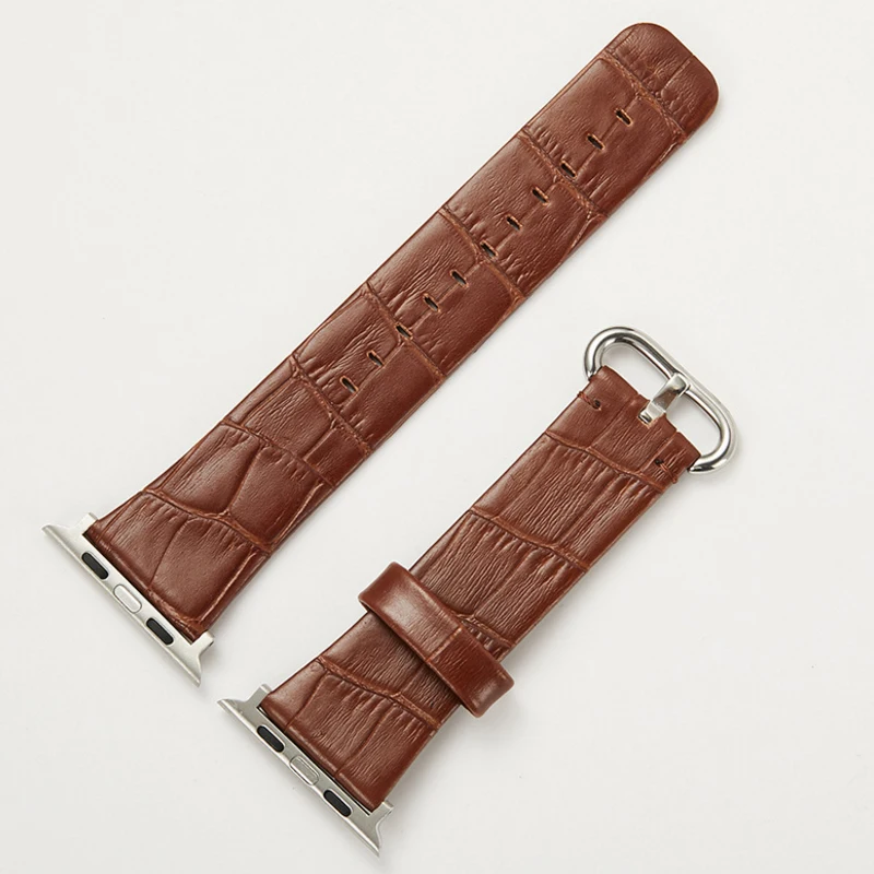 

Genuine Leather band for iwatch Series 4/3/2/1 with Adapter strap on apple watch replacement belt 42/44 38/40MM Watchband DIY