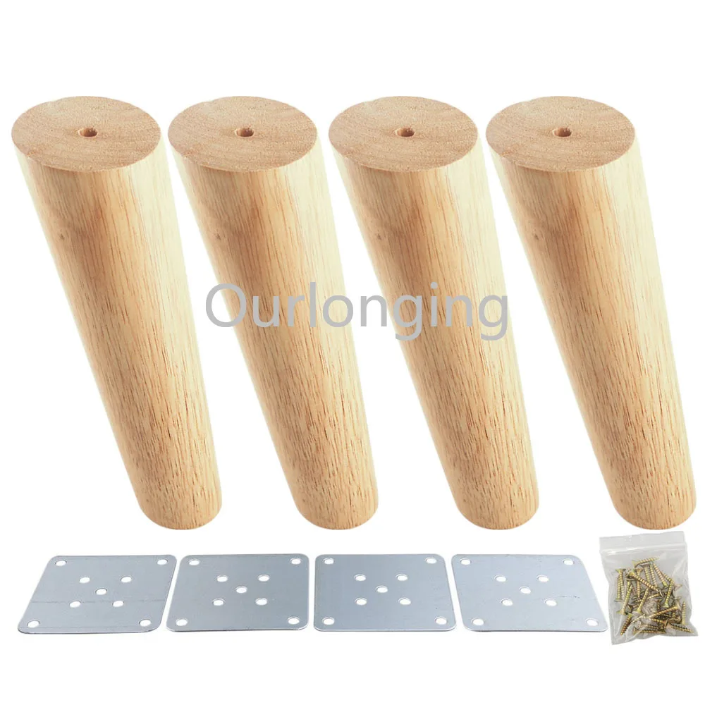 4 قطع البلوط الخشب 300x56x38 ملليمتر ارتفاع موثوق يميل الأثاث الساق مع لوحة من الحديد أريكة الجدول دولاب قدم مع لوحة من الحديد s