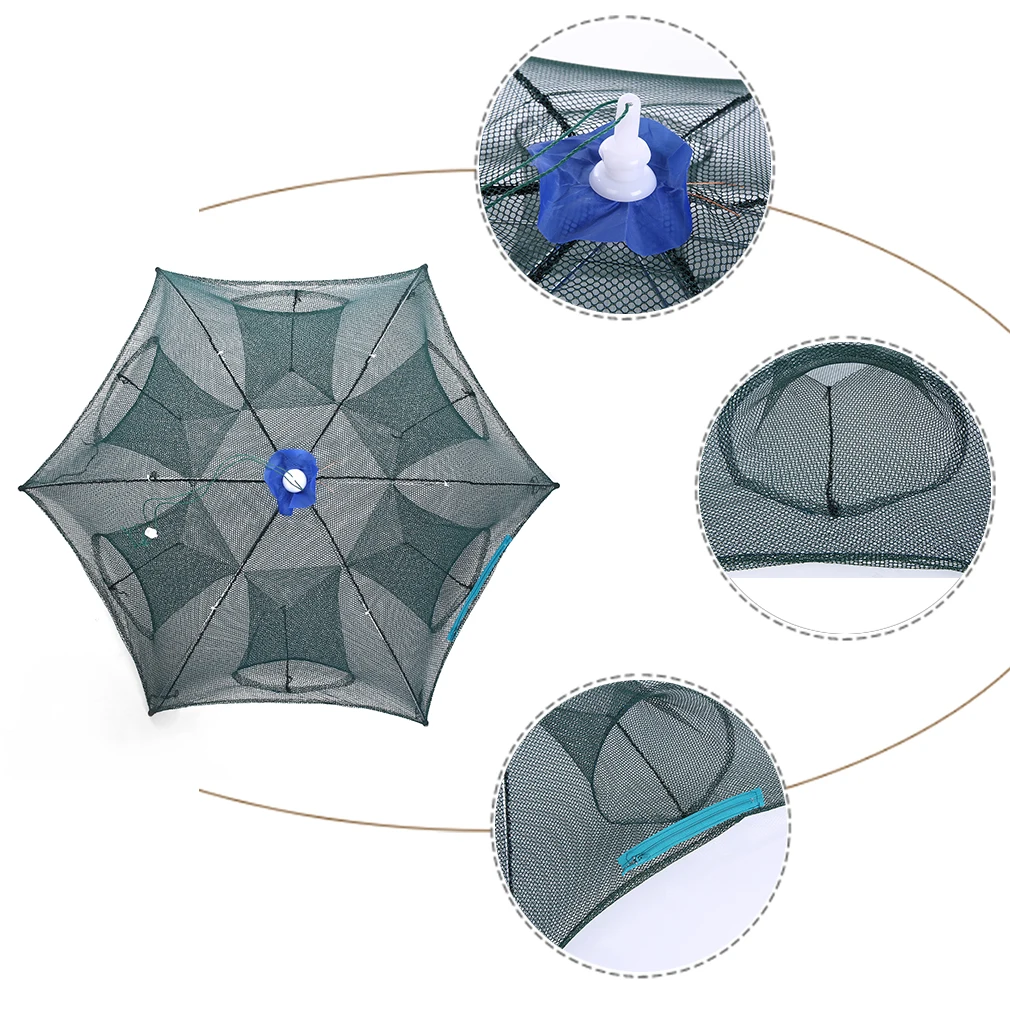 Складная рыболовная сеть с 6 отверстиями, переносная Автоматическая Рыболовная Ловушка для креветок, рыболовная сеть для захвата угря, краба, омаров, гольян, омаров