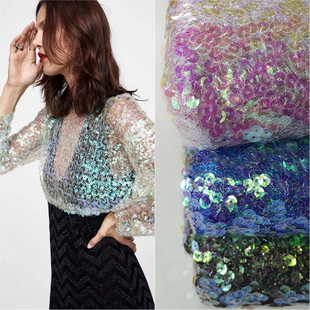 1 Yard color changing colorful sequin dress fabric 2019 NEW! Luxurious