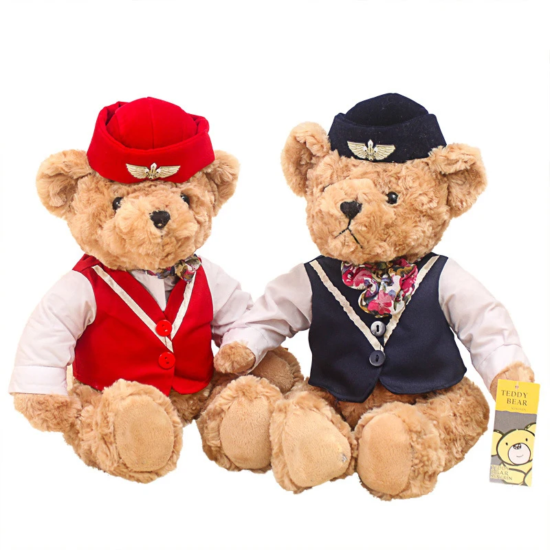 Cute Fluffy and Soft England Flight Attendant Teddy Bear Plush Toy