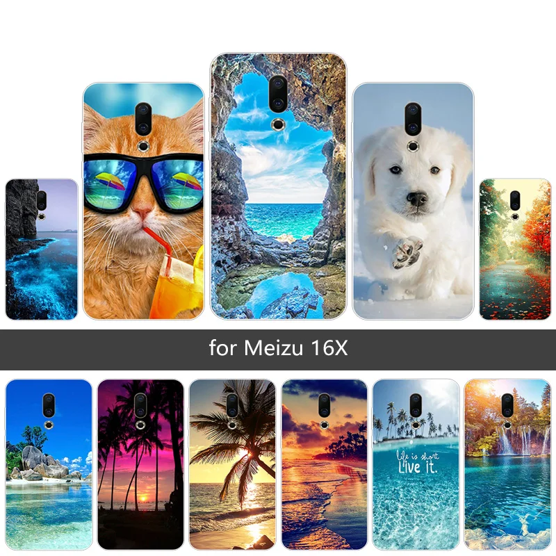 6.0 inch for Meizu 16X Case Soft Silicone Clear Protector Slim Protection Scen Back Cover M872Q Capa |
