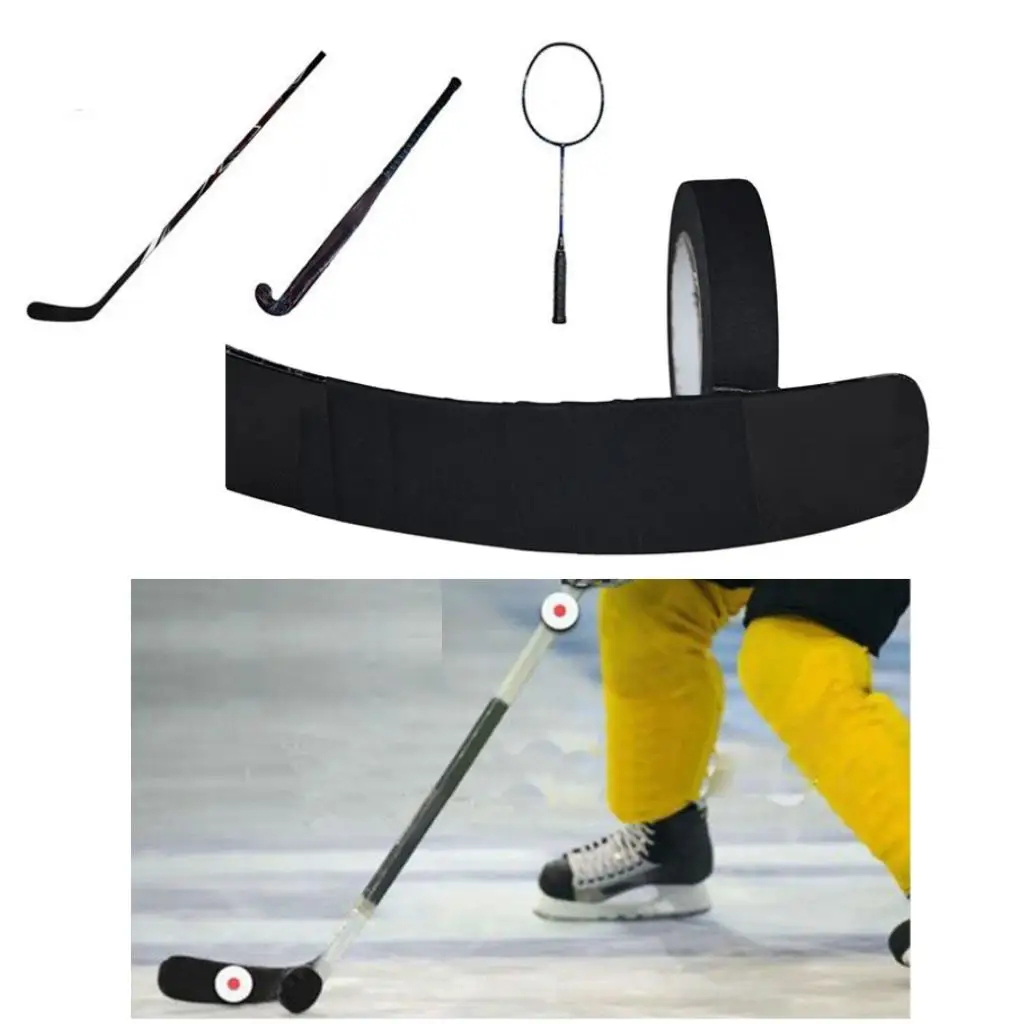 2 Count Black Hockey Cotton Cloth Tape Shaft Stick Sleeve Adhesive Wrap White Protector Guard