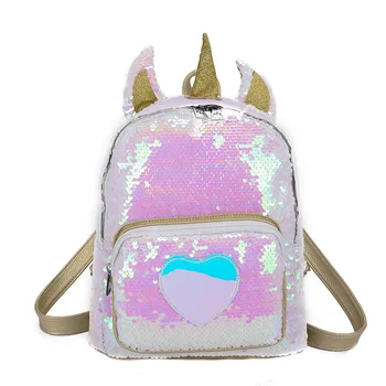 

New Fashion Sequins Unicorn Backpack Women PU Leather Travel Bag Children SchoolBag For Teenager Girls Book Bag Satchel