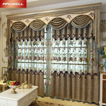 

Beautiful Flowers Tulle Luxury Embroidered Valance Decoration Curtain For living Room Bedroom Window Treatment Drapes