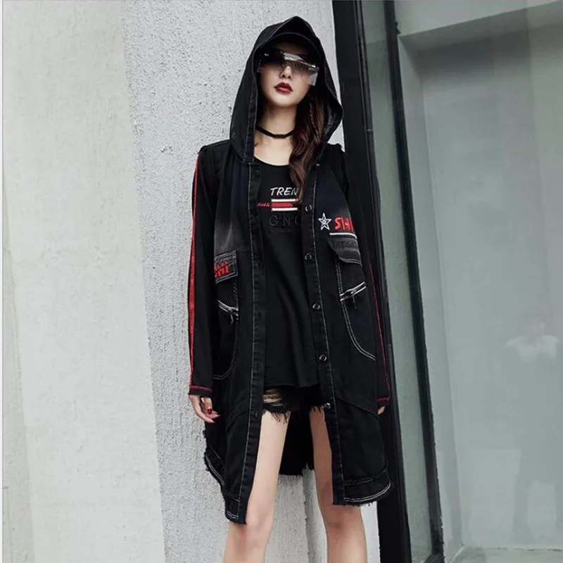 Max LuLu роскошный Корейский панк жилет женская уличная одежда с капюшоном женский джинсовый жилет Длинный жилет Женское повседневное пальто одежда без рукавов