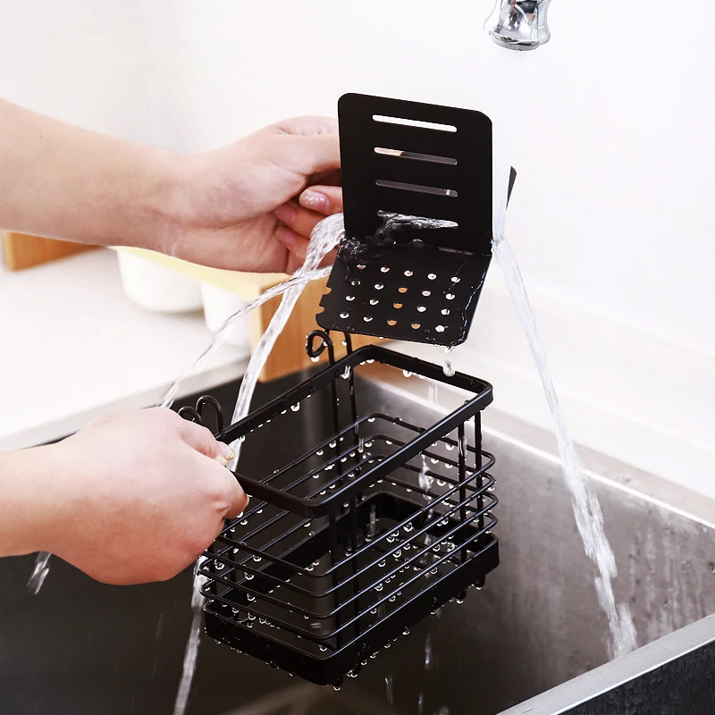 Black net hanging chopstick cages spoon holder forks rack Iron reinforced white kitchen storage shelf organizer drainer