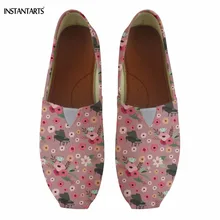 INSTANTARTS/Модная хлопковая обувь на плоской подошве с цветочным принтом для девочек; Повседневная дышащая Летняя обувь без застежки; легкая обувь для ленивых
