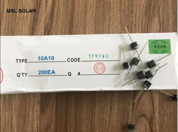Solar panel Diodes. 10A10 1000V 10A MIC Rectifier diodes 200PCS/Lot