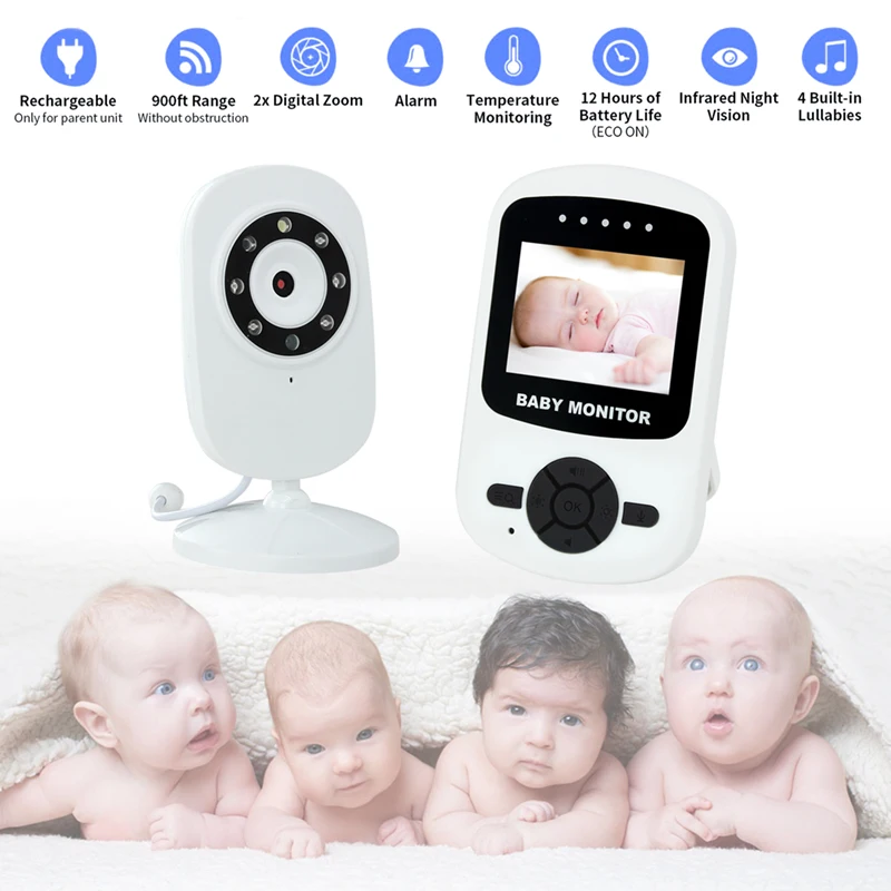 

Baby sleeping Monitor 2.4" LCD Video with Camera VOX Mode GHz Two-Way Talk Night Vision 4 Lullabies Temperature Monitoring