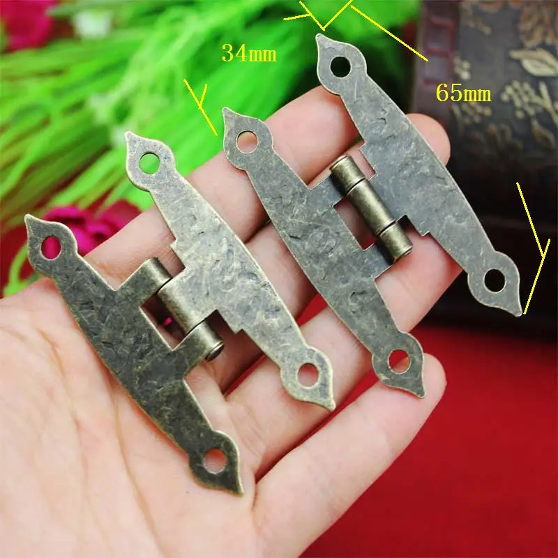 Vintage Chinese Cabinet Door Luggage Hinge 1PC 4 Holes Decor Furniture Decoration Antique Old H Hinges Bronze Tone 65*34mm stainless steel hinges door hinges gas strut hinges plastic hinges nylon hinges