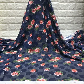

French Net Lace Fabric 2019 Latest African Lace Fabric With Blue Embroidery Mesh Tulle Lace Fabric High quality Nigerian Lace