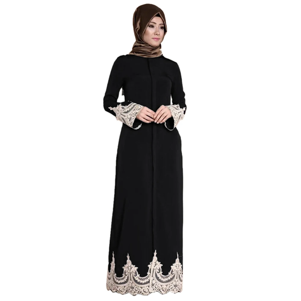 

Lace Muslim Dress Floral Abayas for Women Elegant Long Soft Turkish Islamic Robes Women's Clothing Prayer Garments Muslim Dress