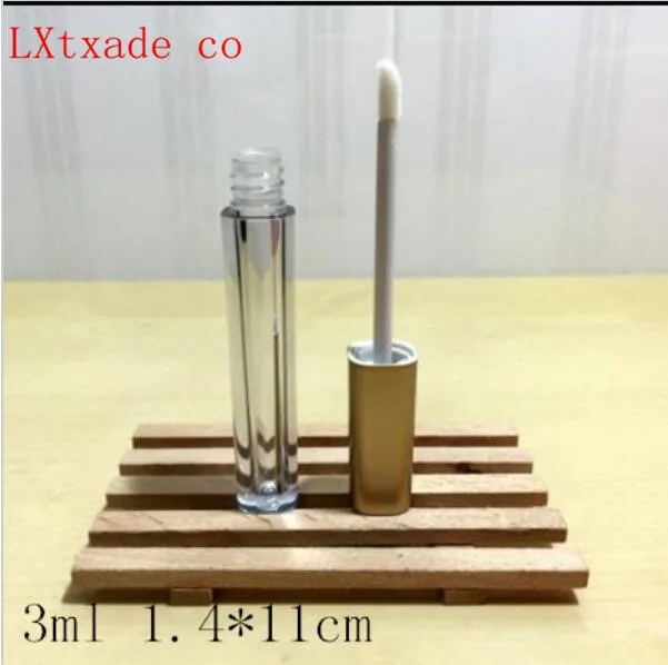 

3ml Top Grade New Lucency gold golden Lip gloss packaging Tubes bottle Wholesale Retail Lip balm brilliant eye black bottles