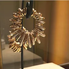 GODKI, Роскошные, с бамбуковым узлом, кубическим цирконием, массивные, большие серьги-кольца для женщин, свадебные, дубайские, свадебные, круглые, круглые, серьги-кольца