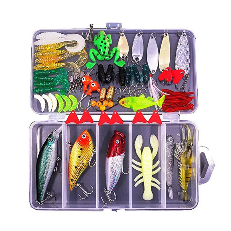 

Fishing Lure Set False Bait Cockroach Sequins Soft Bait Thunder Minnow Bait 77pcs /Set With Fishing Tackle Box A30