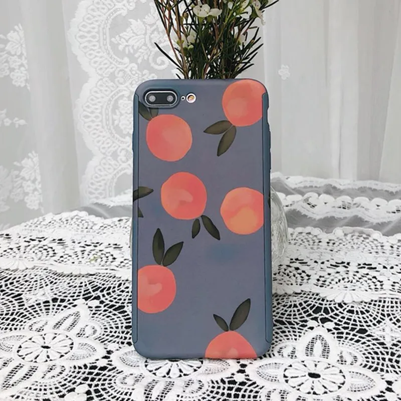 

Orange Fish scale Phone Case 360 Degrees Full Cover Fitted Case For iPhone 6 6S 7 8 Plus 5 5S SE X XR XS Max Case+Tempered Film
