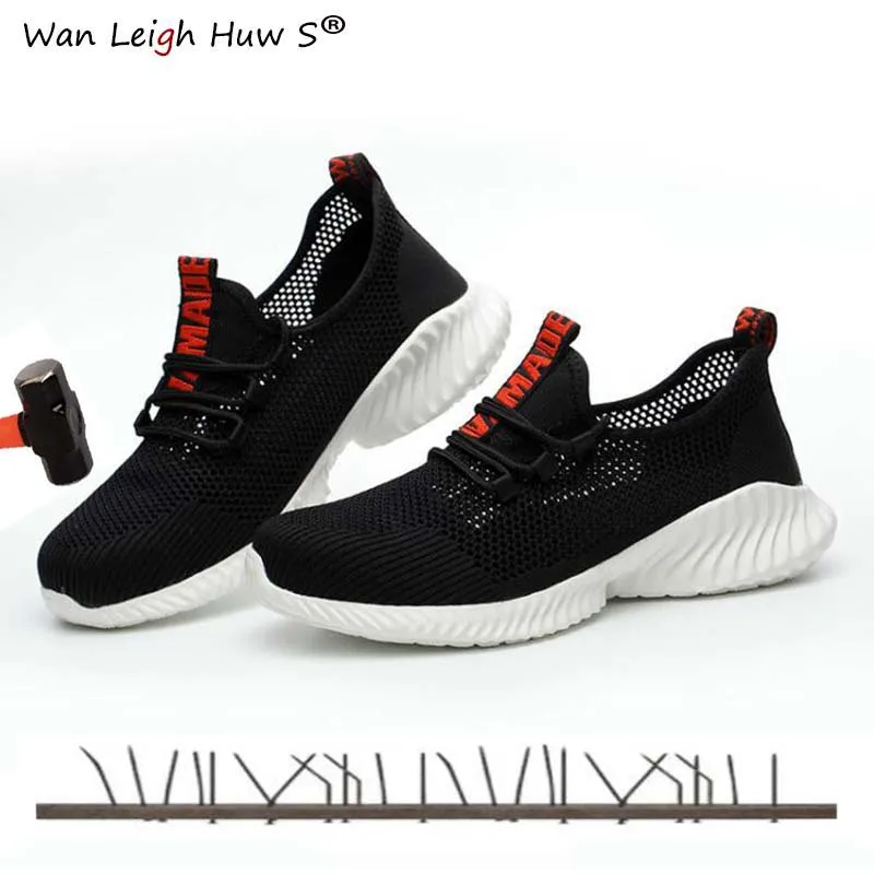 

Men's Summer Outdoor Breathable Mesh Light & Comfortable Steel Toe Protective Work Shoes Boots Men Puncture Proof Safety Shoes