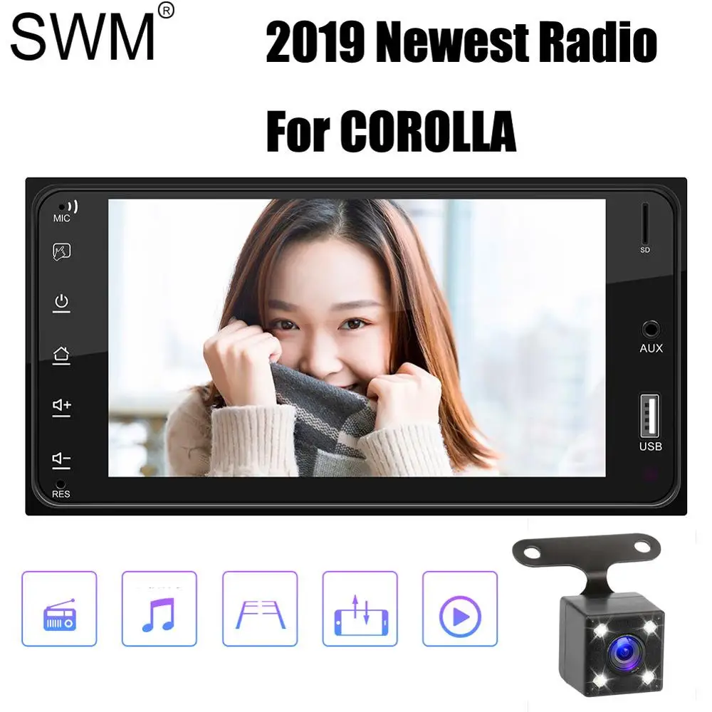 SWM 2 Din автомагнитола 2din стерео для Totota COROLLA EX 12 в 7 &quot Bluetooth Радио Coche реверсивное