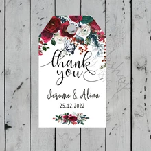 120 шт./компл. Заказная Свадебная бирка с отверстием Персонализированная сумка Добро пожаловать Спасибо Этикетки