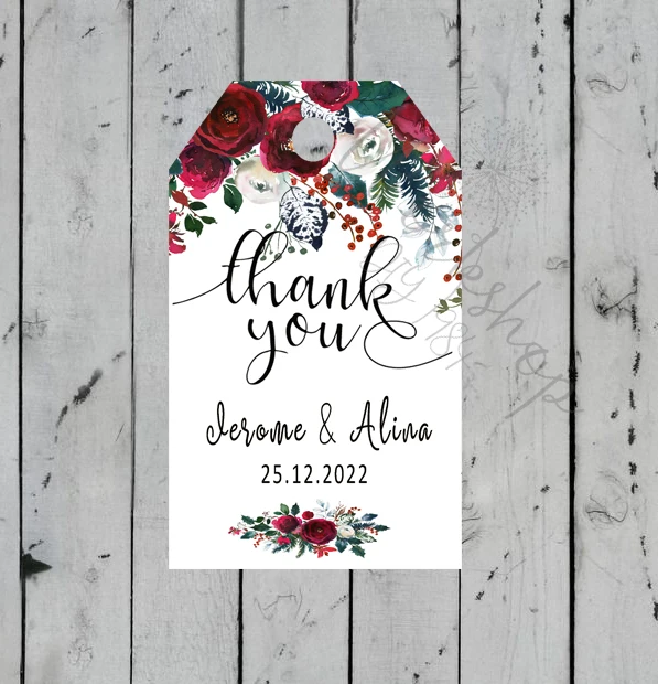 

120 PCS /Set Custom Wedding Favor Tag with Hole Personalized Welcome Bag Thank You Labels