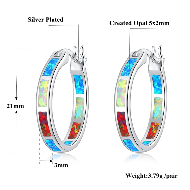 CiNily Радуга огненный опал серьги посеребренные белый оранжевый синий маленький круглый круг модные летние ювелирные изделия подарок девушка женщина