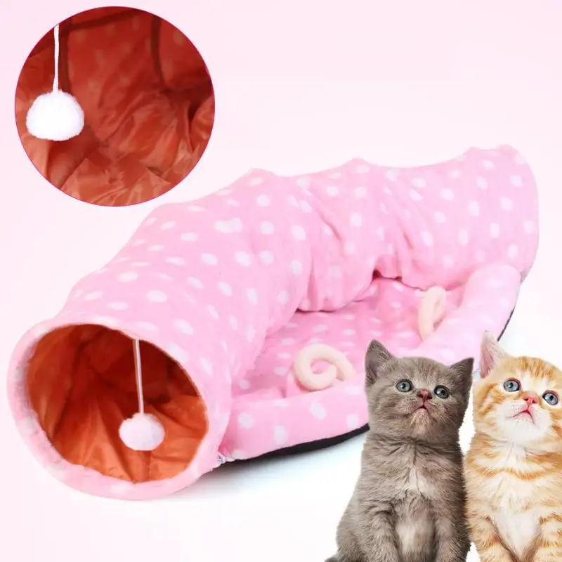 Складные кольца для милых собак кошек, бумажные двухсторонние туннельные сшивные кровати для домашних животных, подходящие товары для домашних животных для маленьких собак и кошек