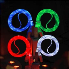 1 м струящийся Mircro USB/type-C для iphone умный зарядный кабель для передачи данных, светодиодный провод, светящаяся плоская зарядная линия