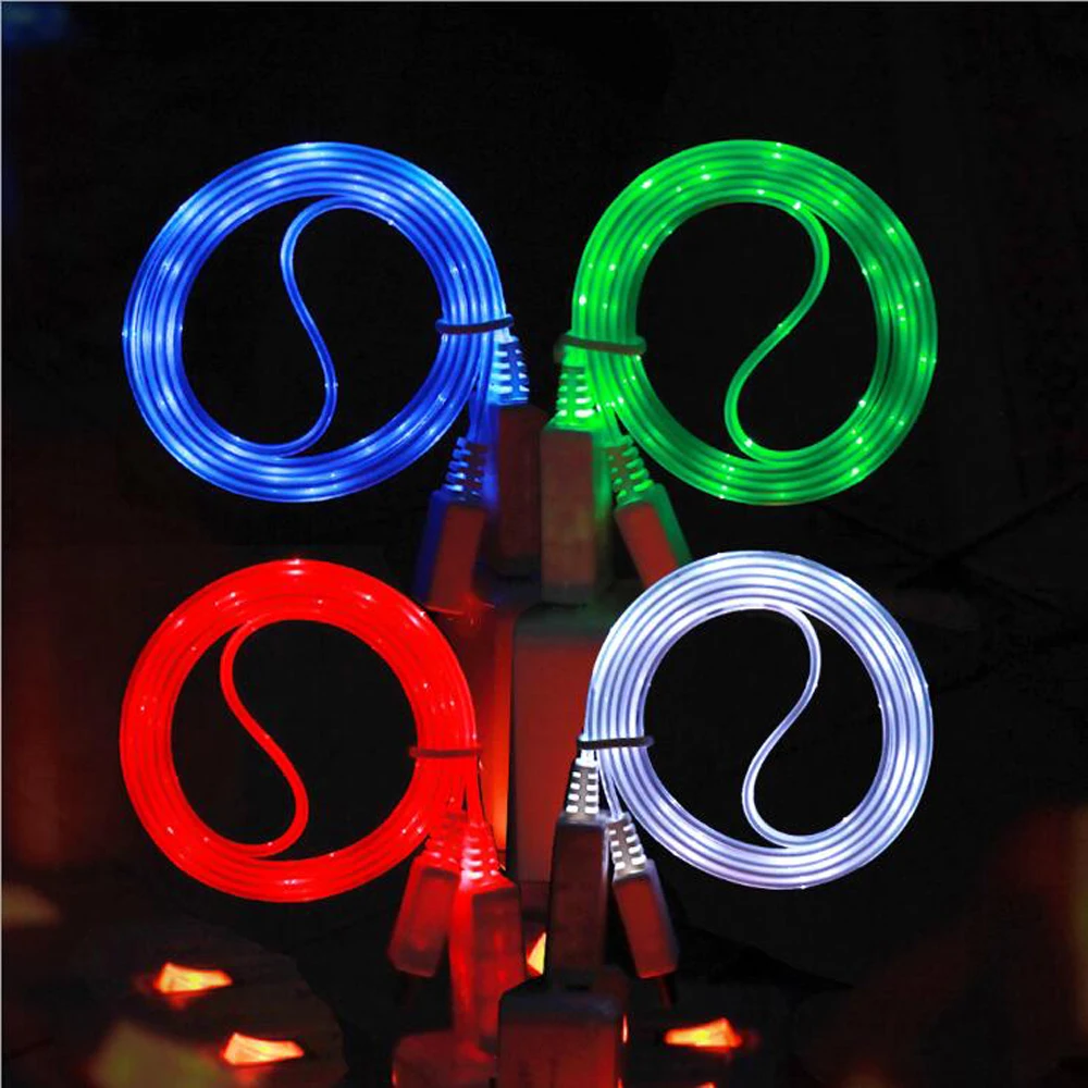 

1M Flowing Mircro USB/Type-C for iphone Smart Charging Data Lighting Cable Line LED Flowing Wire Luminous Flat Charging Line