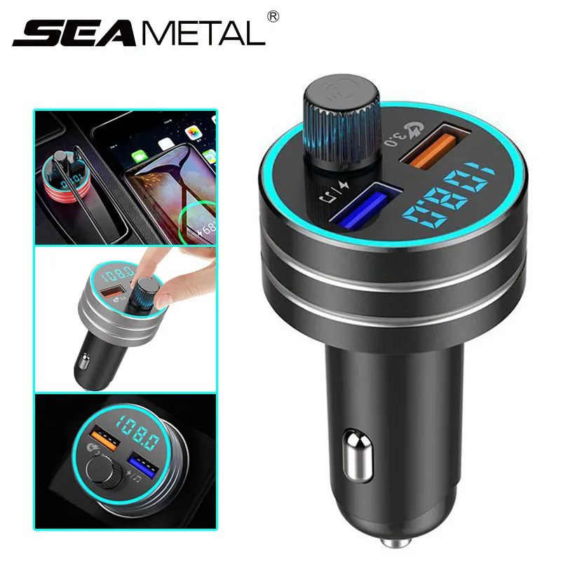 

2.4A Dual USB Fast Charger Port QC3.0 Charger Smartphones Hands Free Calling Car Bluetooth FM Transmitter Adapter Car MP3 Player