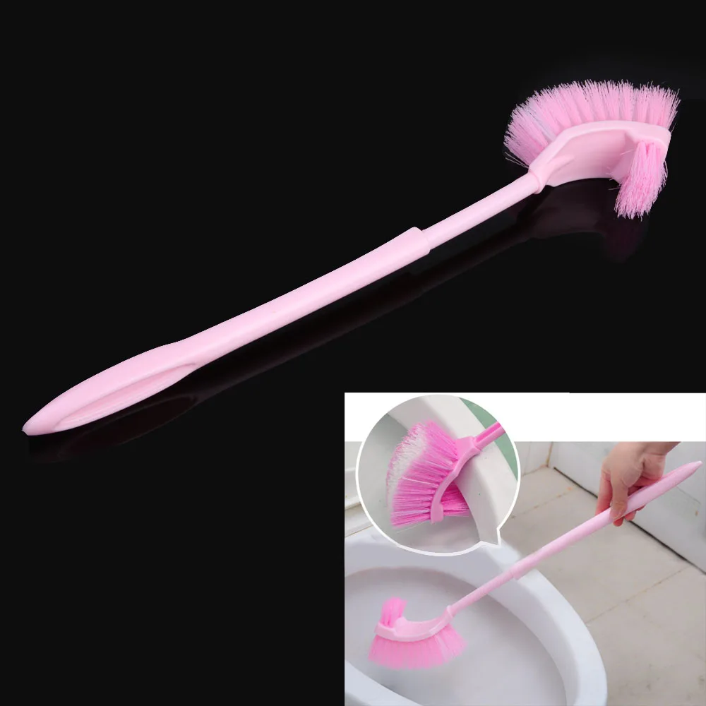 Portable Two sides Toilet Brush Scrubber Cleaner Brush Handle