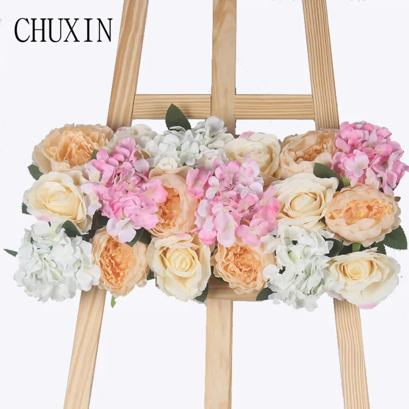 

Artificial Silk Flower Wedding Road Lead Hydrangea Peony Rose Flower for Wedding Arch Square Pavilion Corners Decorative Flores