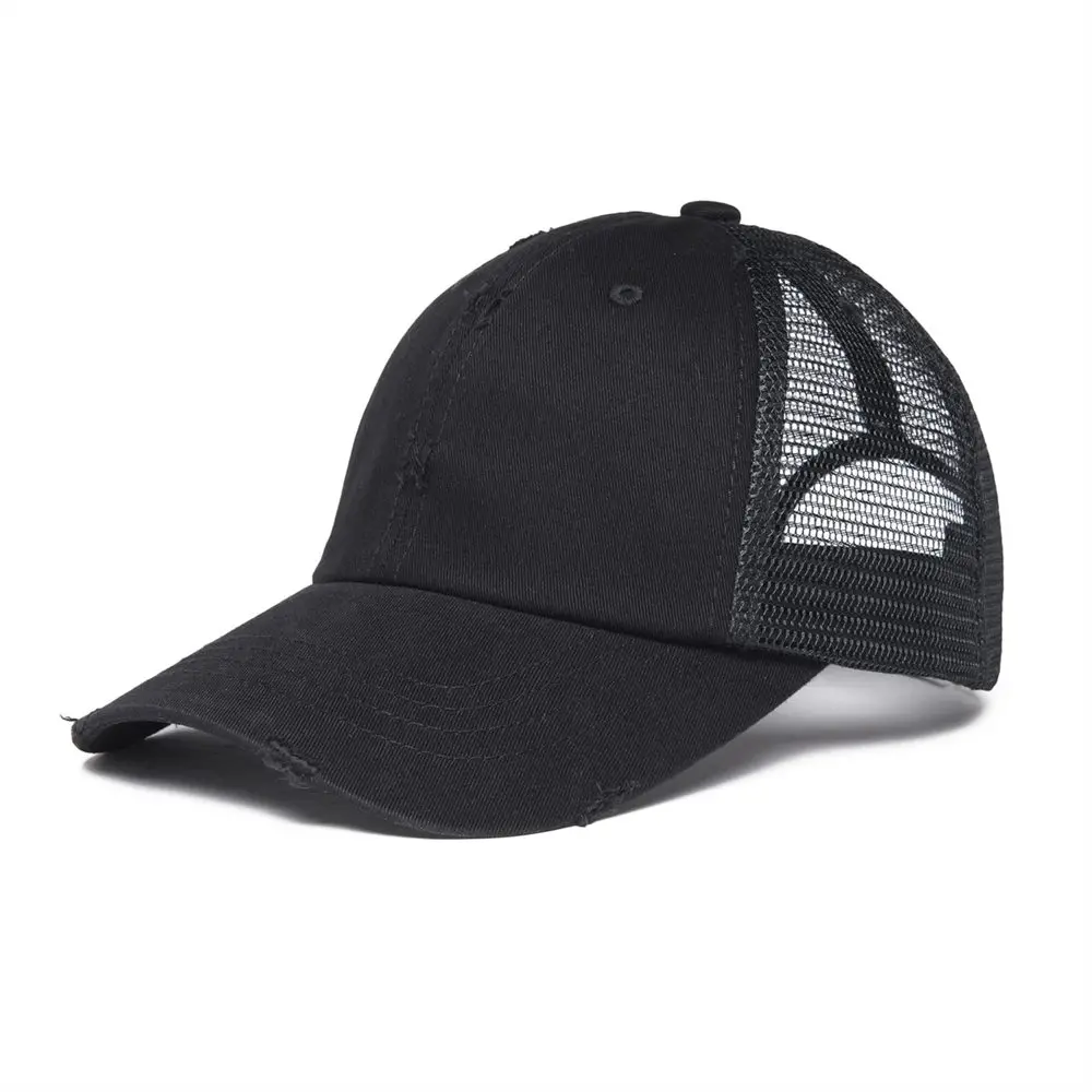 

VOBOOM Frayed Baseball Cap Men Women Washed Cotton Adjustable Mesh Trucker Net Hat 020