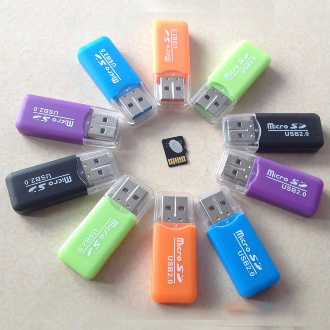 Etmakit Высокая поддержка Qunity USB 2,0 устройство для чтения карт памяти высокоскоростной Micro SD TF адаптер случайный цвет