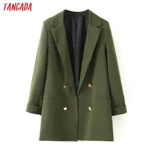 Tangada модный amygreen блейзер для женщин рукав три четверти Зубчатый воротник костюм Блейзер элегантные женские Рабочие Топы SL436