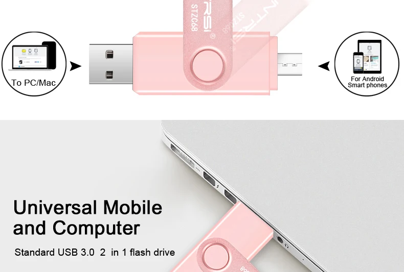 Suntrsi USB флешка OTG для телефонов Android флешки 64 ГБ USB палка высокая скорость накопитель 16 ГБ Гб металл Micro USB флешка 3,0