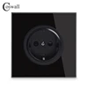 Coswall Black Crystal Glass Panel 16A EU Standard Wall Power Socket Outlet Grounded With Child Protective Lock R11 Series ► Photo 1/3