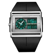 Для мужчин цифровые часы наручные Для мужчин Светящийся синий свет светодиодный Дата Резина спортивные наручные часы с ремешком из Водонепроницаемый Мужские Аналоговые кварцевые наручные часы