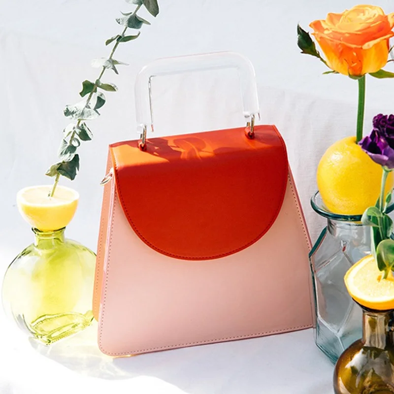 

Korean minority brand and the same design 2019 spring new coloured acrylic handle Single Shoulder Satchel Bag female
