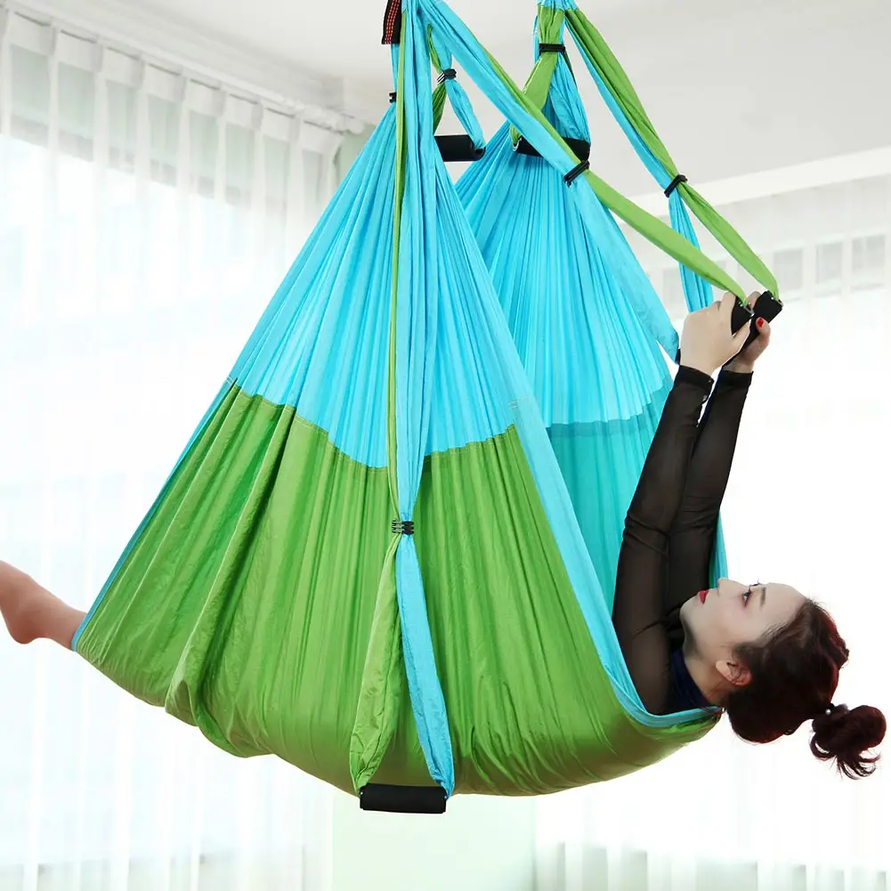 6 Handles Aerial Yoga Hammock Flying Swing Anti-gravity Yoga Pilates Inversion Exercises Device Home GYM Hanging Belt 20 Colors