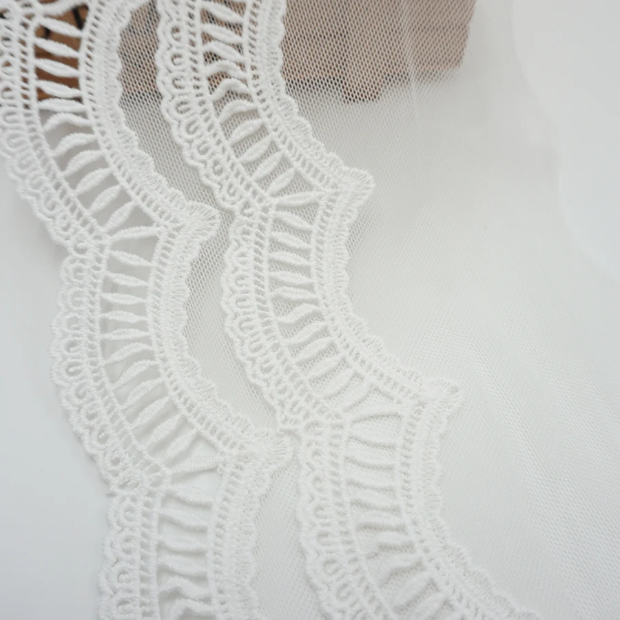 

3 yards Mesh Lace Trims Ribbon for Dresses Garments Trimmings Home Textiles Applique Sewing Cotton White Ivory 13.5 cm New