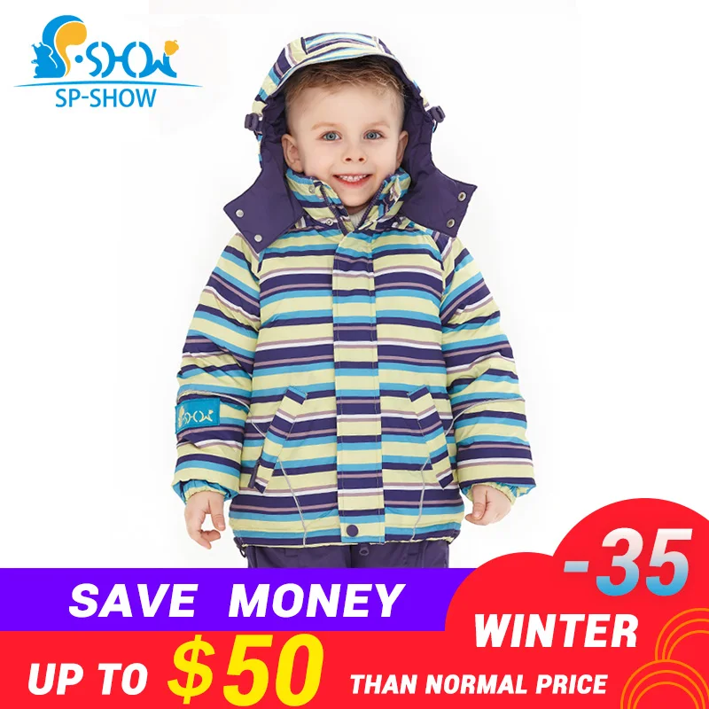 

2019 SP-SHOW New Winter Children Boys And Girls Warm Thick Down Jacket Ski Suit Jacket Windproof Russian Fashion Coat+Trousers
