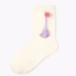 Бесплатная страуса модный тренд удобные женские хлопчатобумажные носки Личность шарик для волос дышащие Нескользящие Униформа код носки